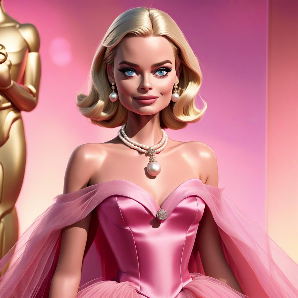 Margot Robbie as Barbie in Pink Gown, 3D Art