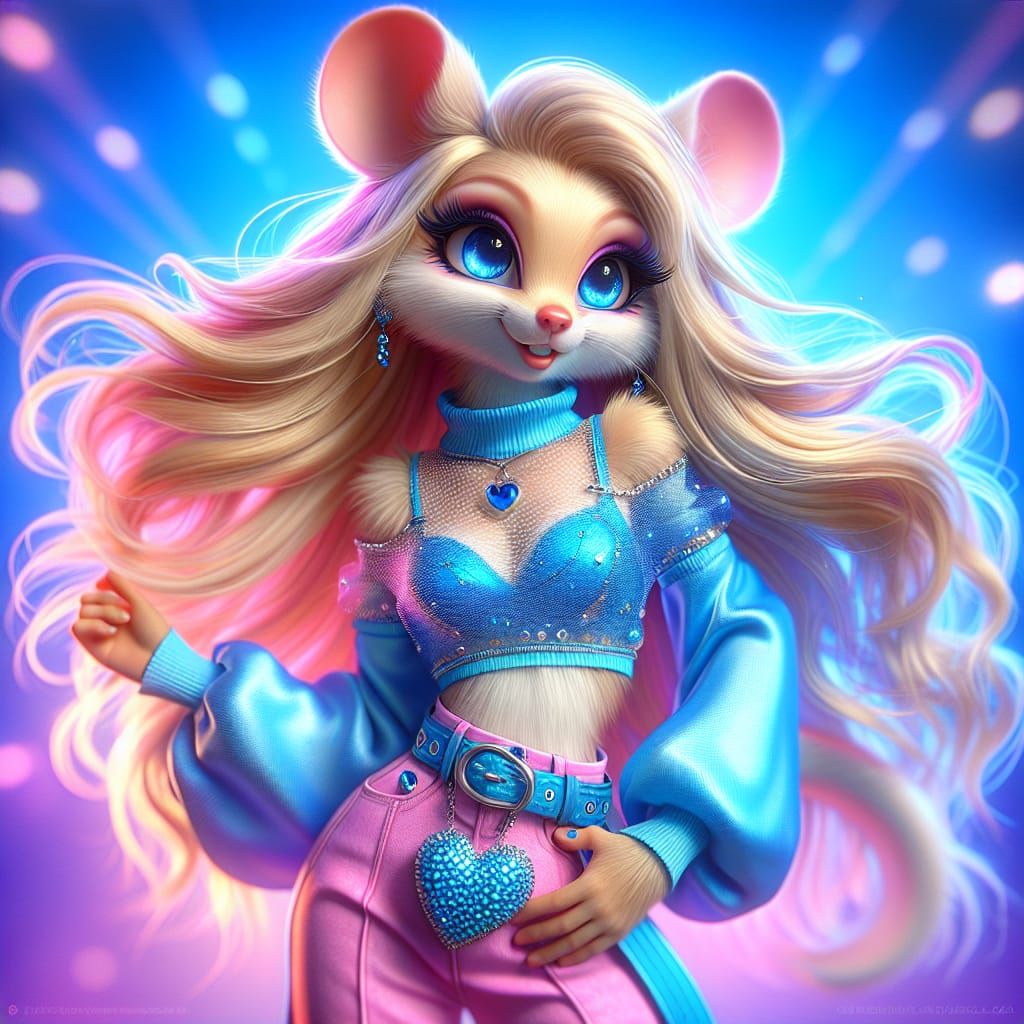 Animated Mouse Character with Blonde Hair in Fantasy Style