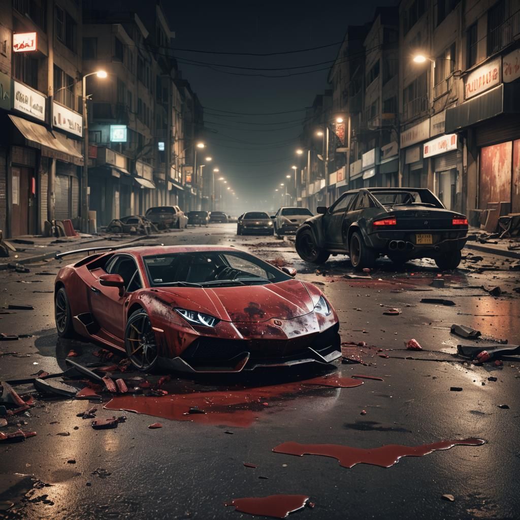 Apocalyptic City Street at Night in 8K