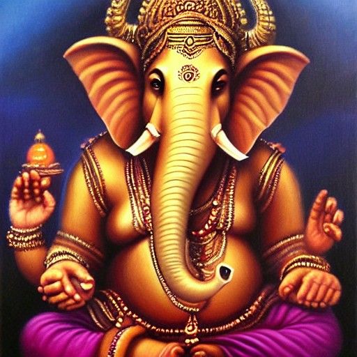 Ganesha Oil Painting in James Gurney Style