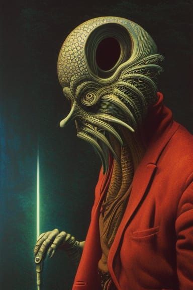 Smug Dangerous Man in Retrofuturistic Style