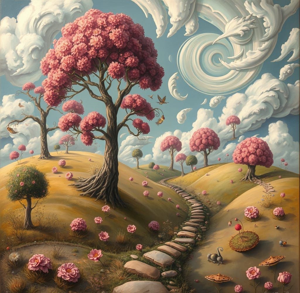 Whimsical Surrealistic World in Vibrant Colors