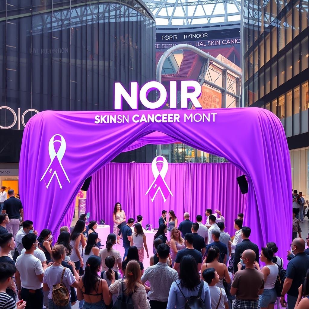 Vibrant Purple Booth for Skin Cancer Awareness in Modern Cit...