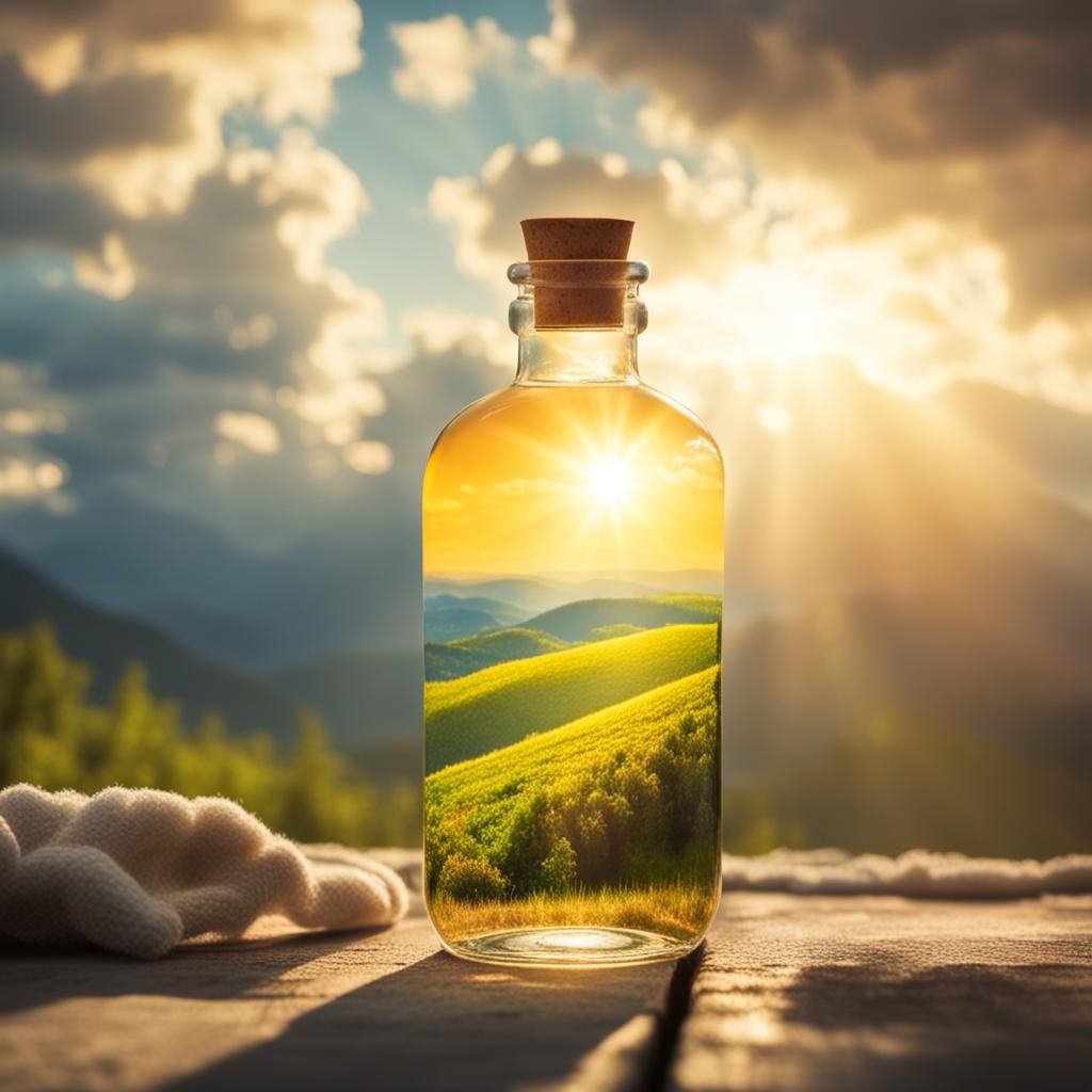 World in a Bottle Under Divine Sunshine