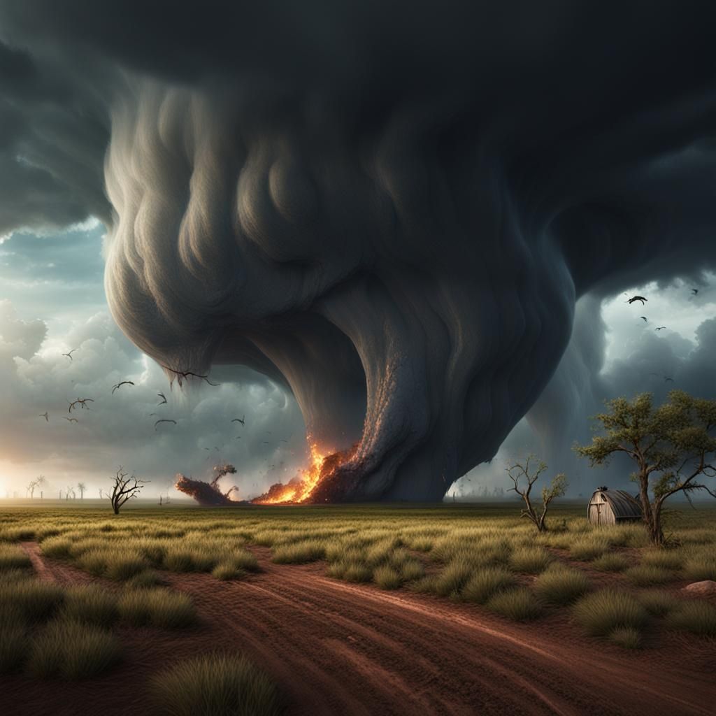 Texas Tornado in Detailed Matte Painting Style