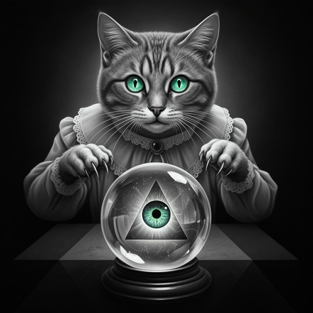 Whimsical Escher-Inspired Cat Conjures Mystical Digital Eye