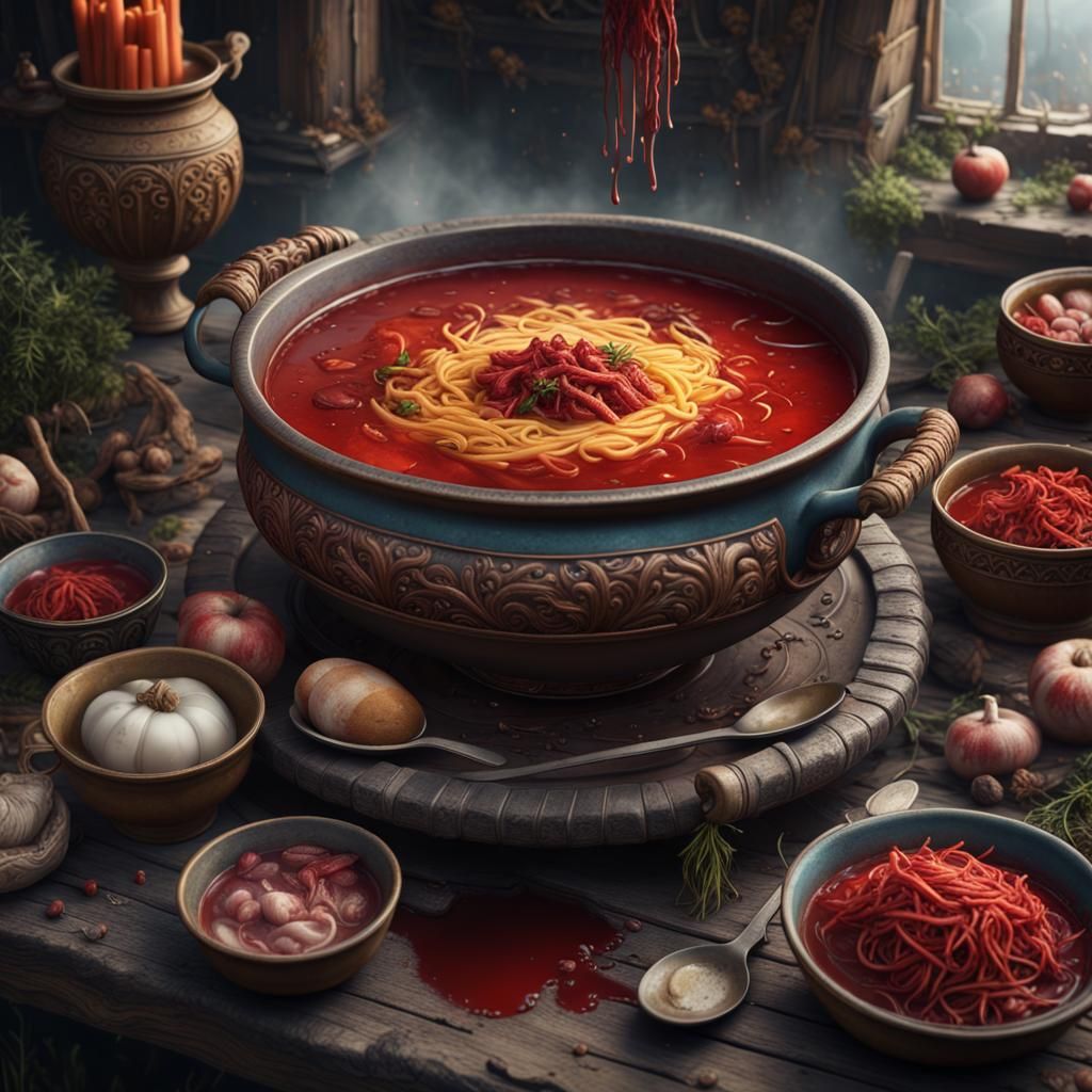 Fantastical Ukrainian Borsch in Detailed Matte Painting