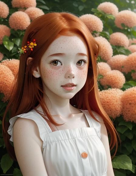 Auburn-Haired Girl Picking Flowers, Anime Key Visual