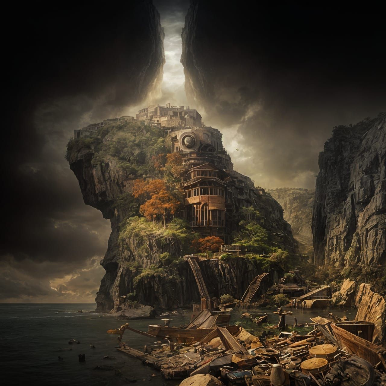 Futuristic Cityscape with Bizarre Creatures in Detailed 3D