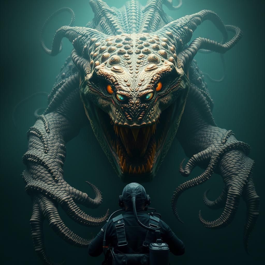 Colossal Reptilian Horror Emerges from the Deep