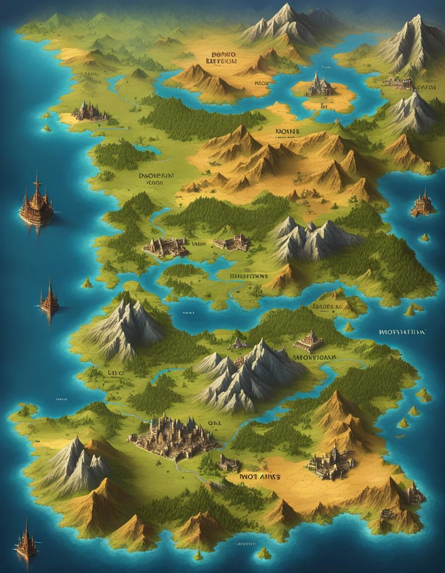 Fantasy Map of a Huge Medieval Country