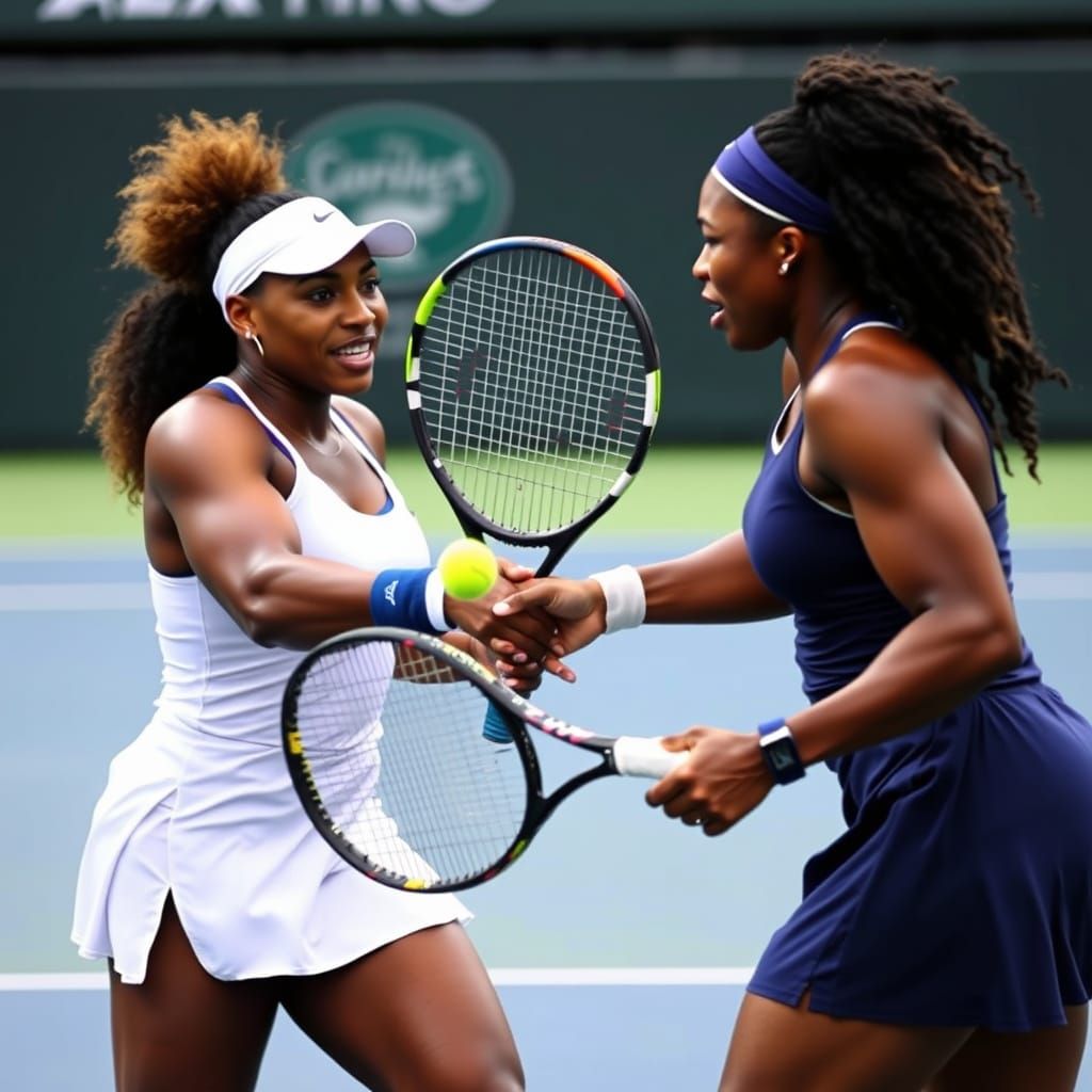 Serena and Venus Williams in Tennis Match