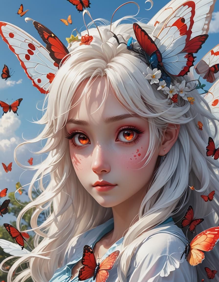 Caterpillar to Butterfly Transformation in Anime Style