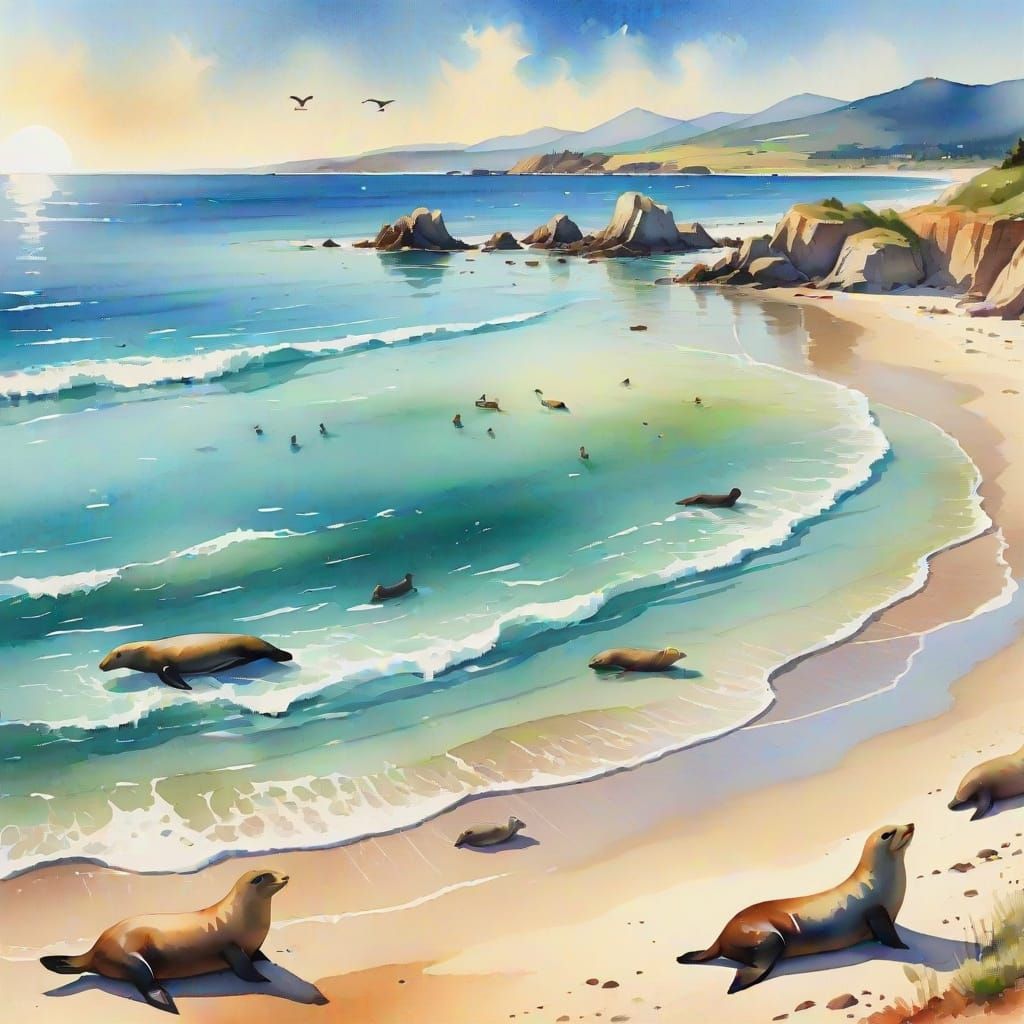 Serenely Beautiful Coastline with Sea Lions and Seals
