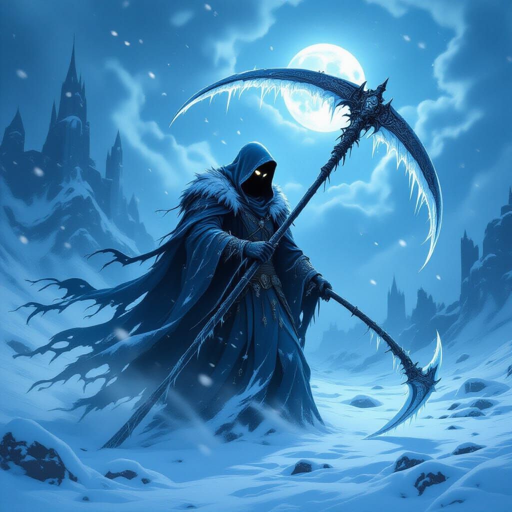 Frost Grim Reaper on Snowy Battlefield