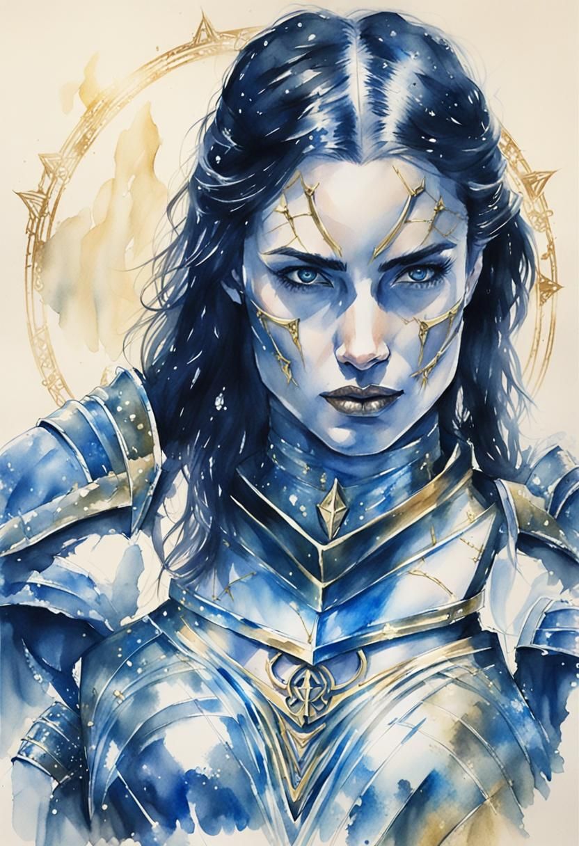 Armored Woman Portrait in Luis Royo Style