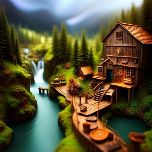 Miniature Wonderland lumber mill water wheel