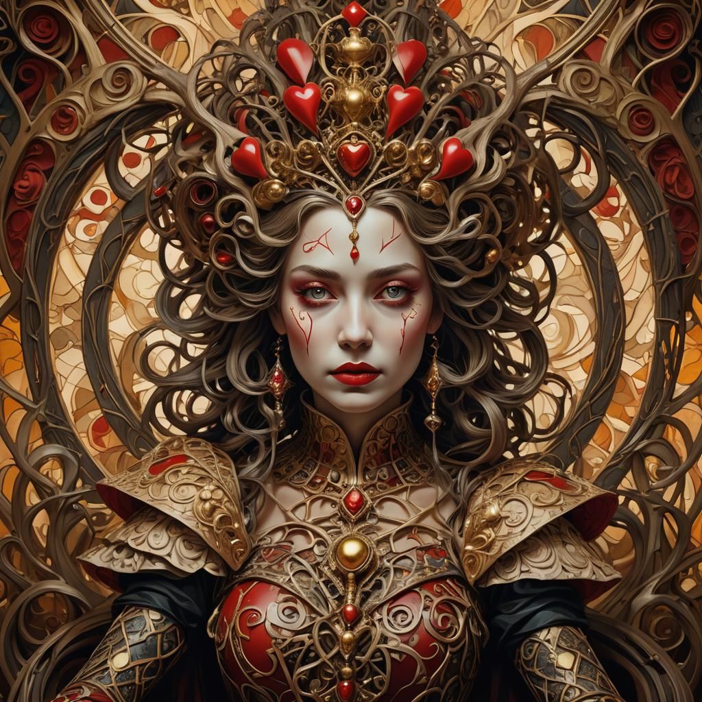Queen of Hearts: Neo-Surrealist Digital Portrait