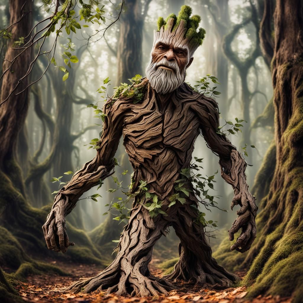 Deformed Groot Tree Walking in Forest