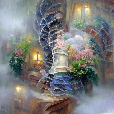 Ethereal Spiral Staircase in Luminist Style