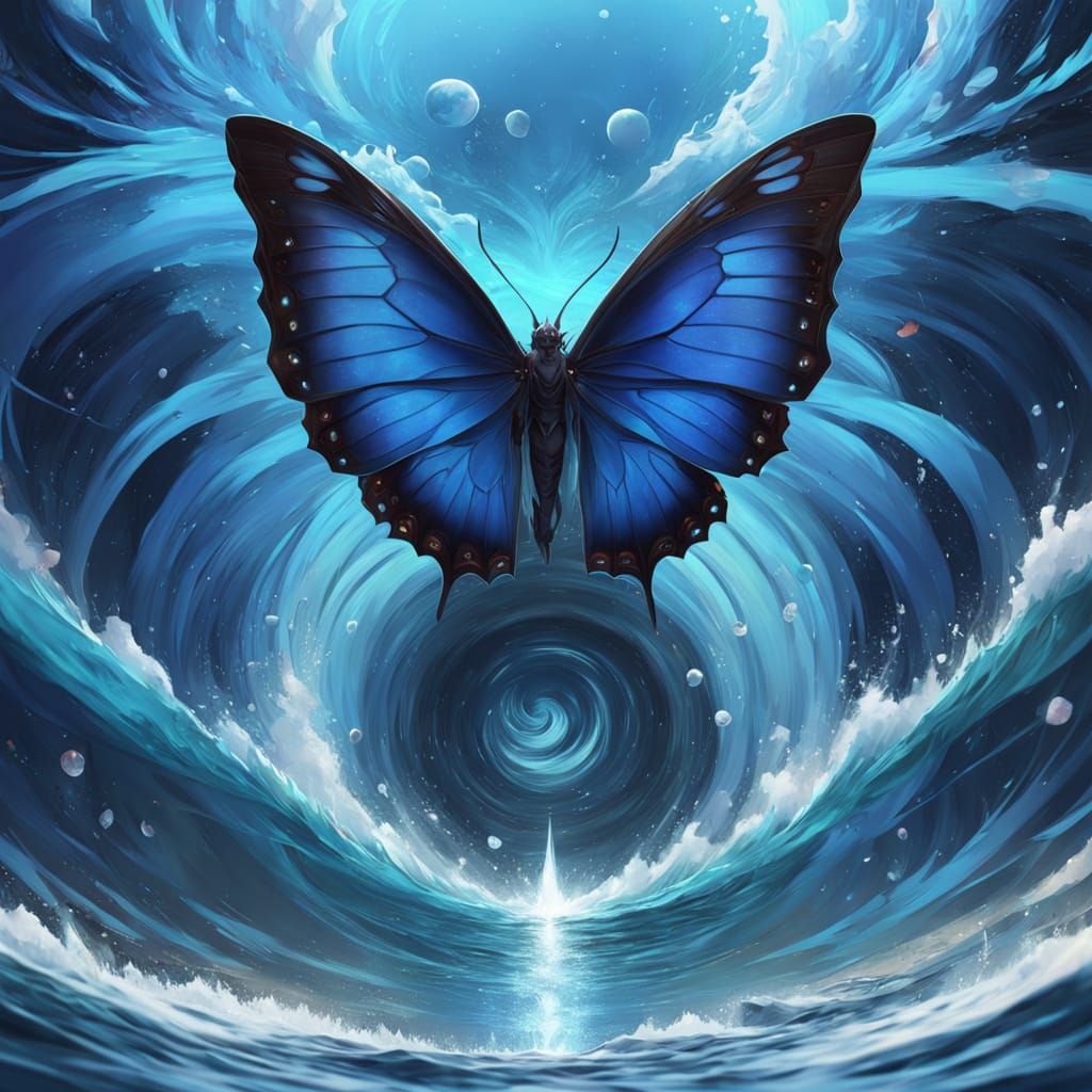 Surreal Expansion of Blue Morpho Butterfly in Infinite Movem...