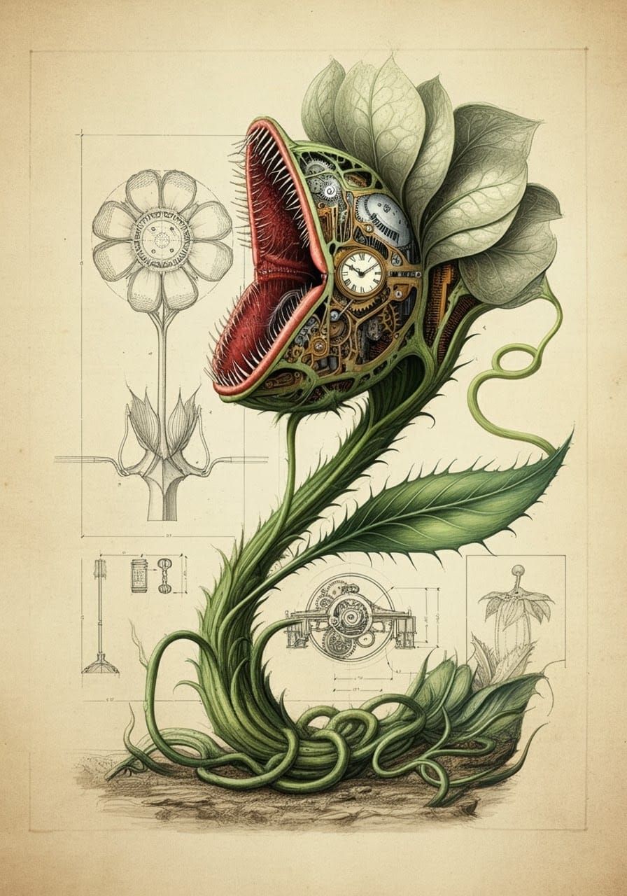 Biomechanical Carnivorous Plant Schematic Illustration