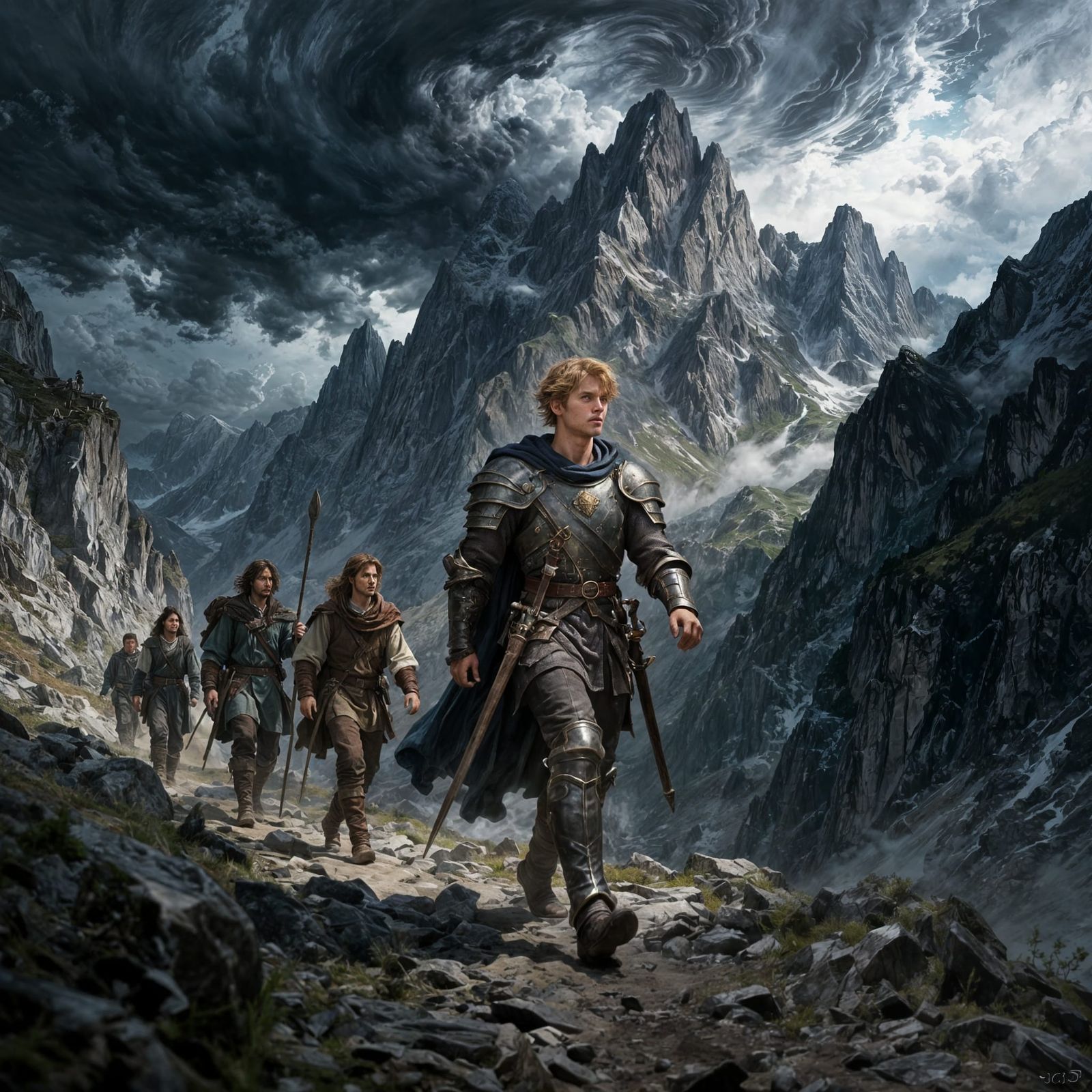 Epic Fantasy Prince Leads Adventurers Through Stormy Mountai...