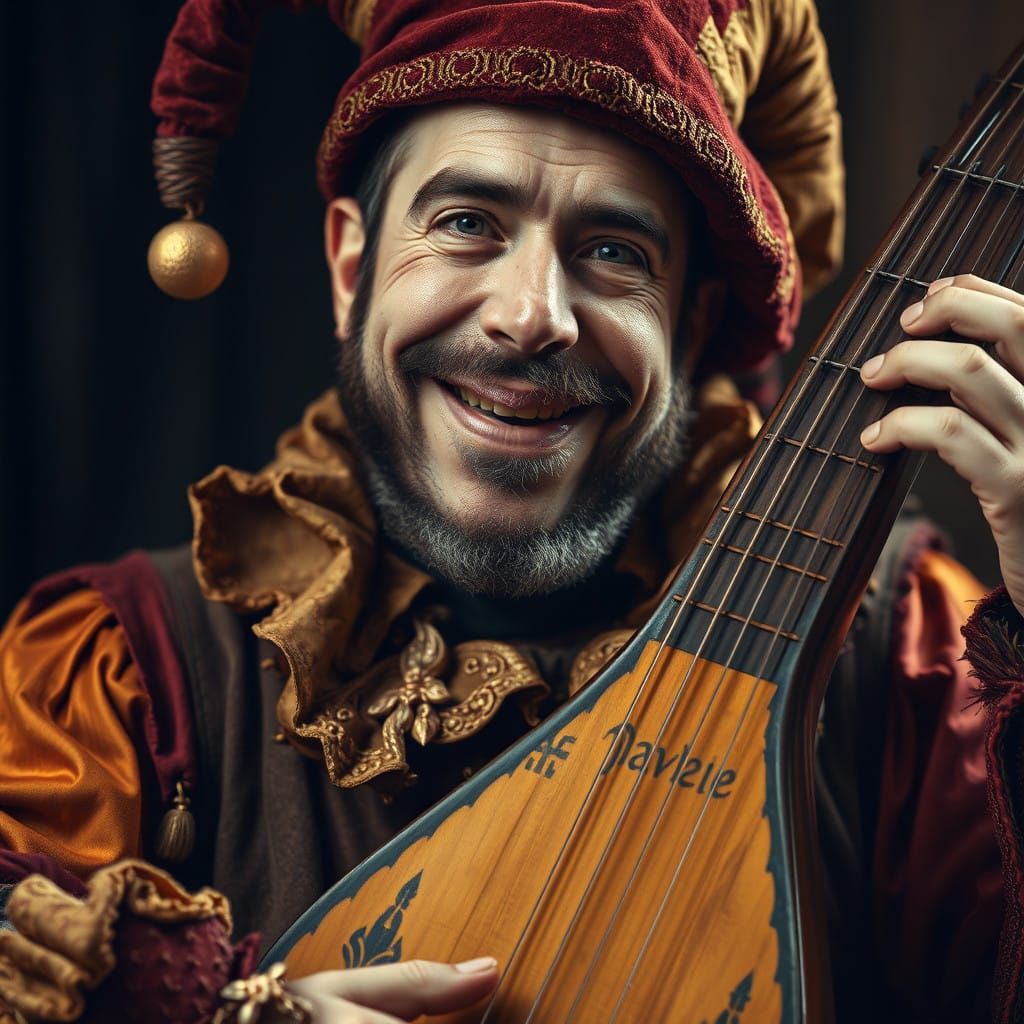 Medieval Jester Masterpiece in Hyperrealistic Detail