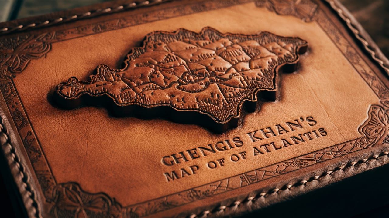 Hand-Tooled Leather Relief Map of a Lost Island