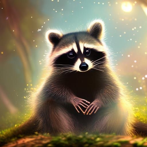 Sparkling Raccoon Fantasy Concept Art