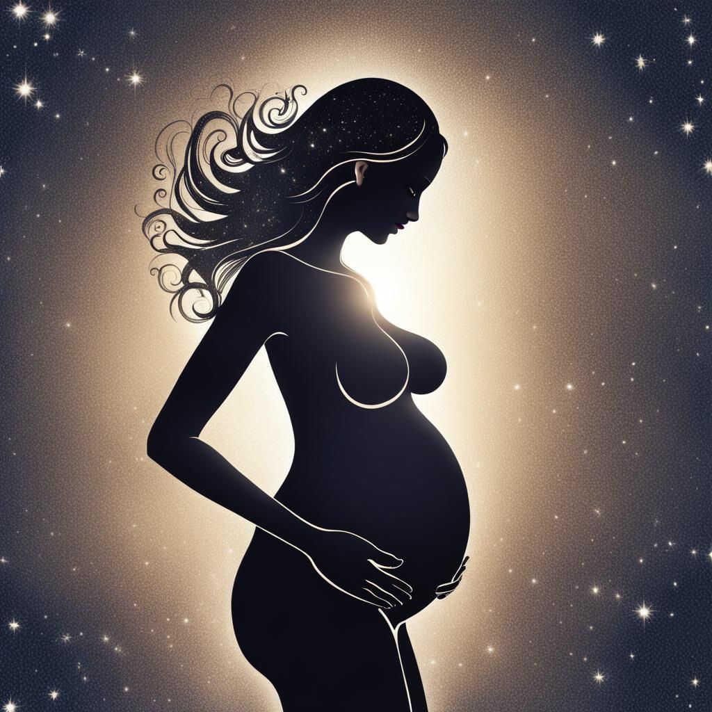 Radiant Pregnancy Goddess in Silhouette
