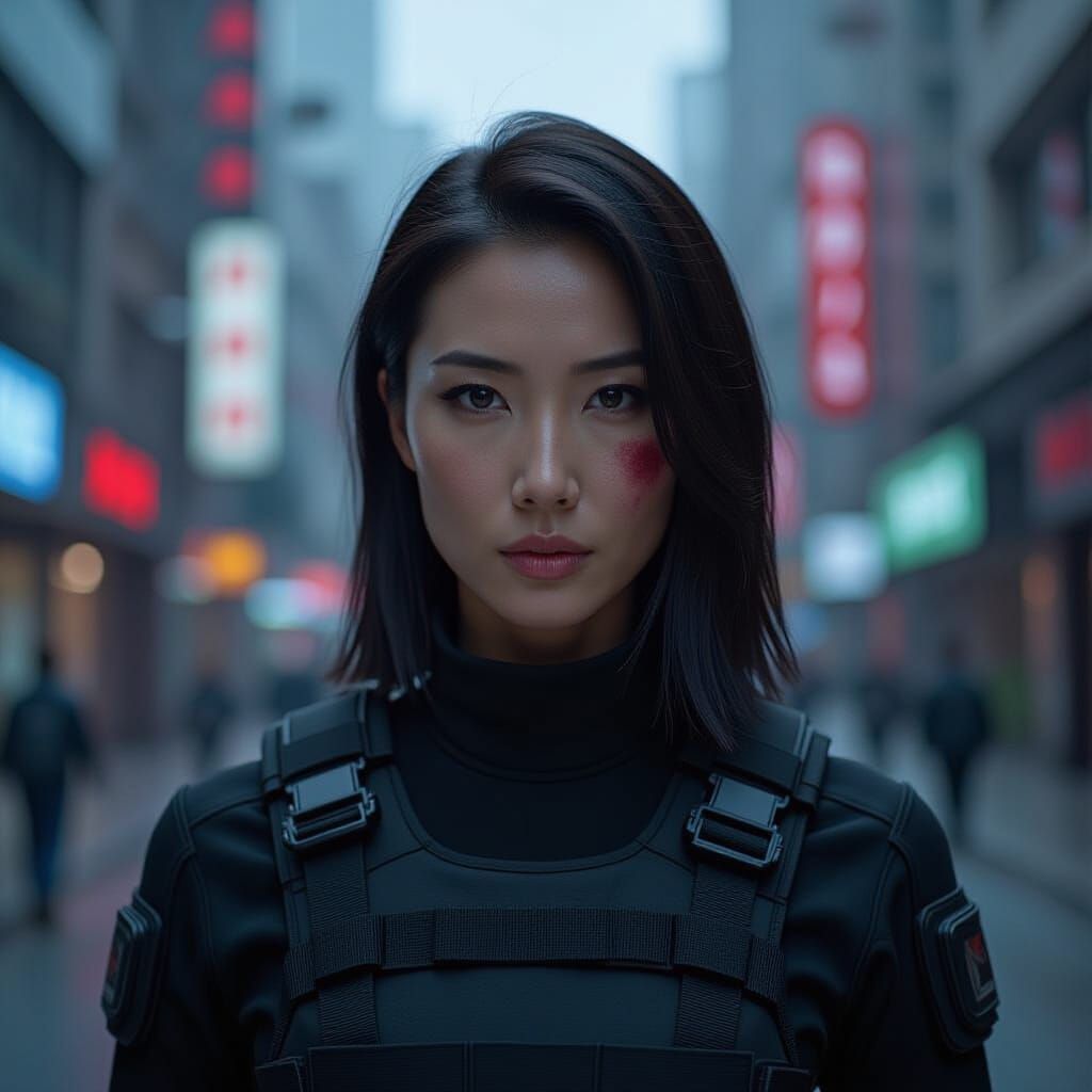 Sci-Fi Bodyguard in New Arcadia, Cinematic Film Still