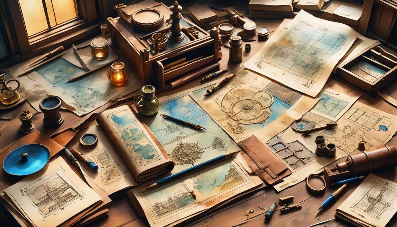 Fantasy Cartographer's Study: Watercolour Blueprints and Scr...