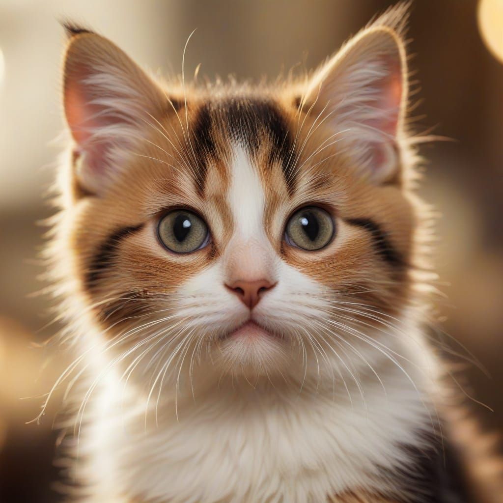 Lifelike Calico Kitten Captured in Photorealistic Style
