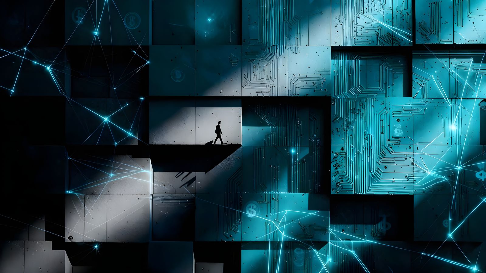 Dark Turquoise and Gray Web3 Micro-Payment Background