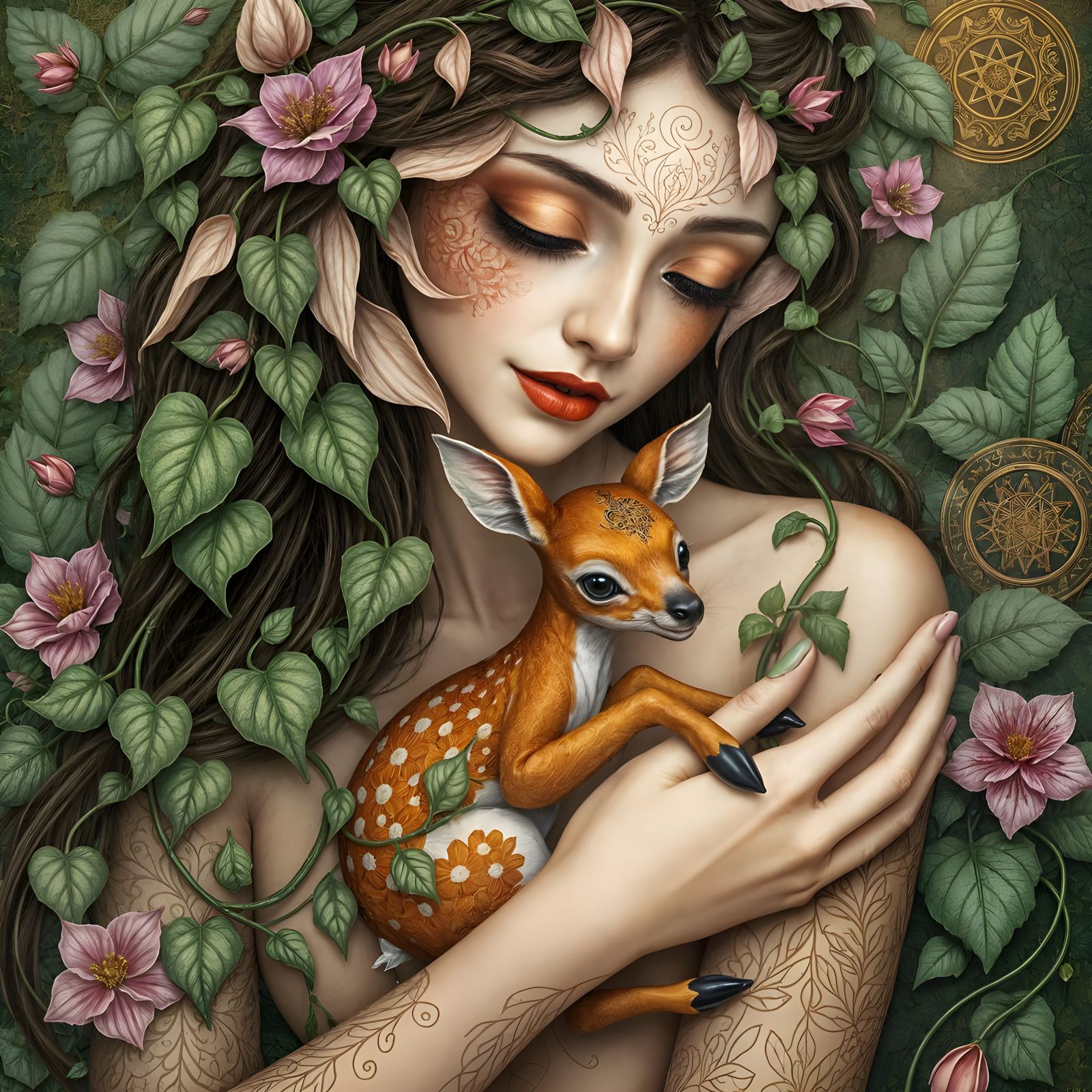 Enchanted Floral Goddess in Dreamlike Whimsy