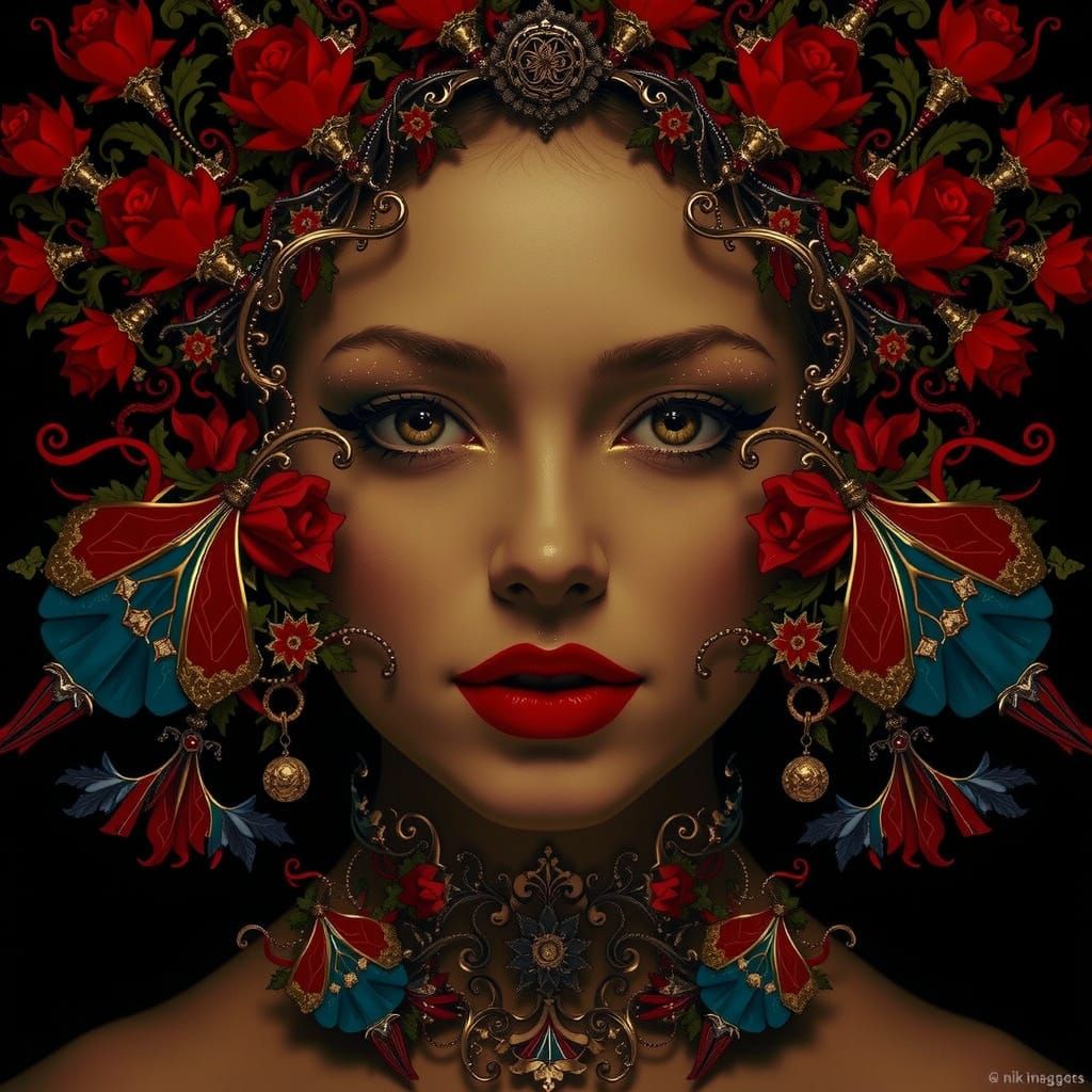 Abstract Swirls of Red and Crimson