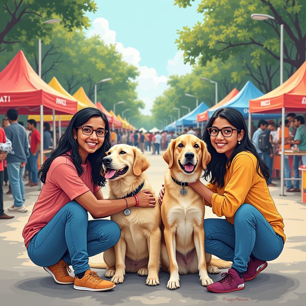 Indian College Volunteers at Pet Adoption Event