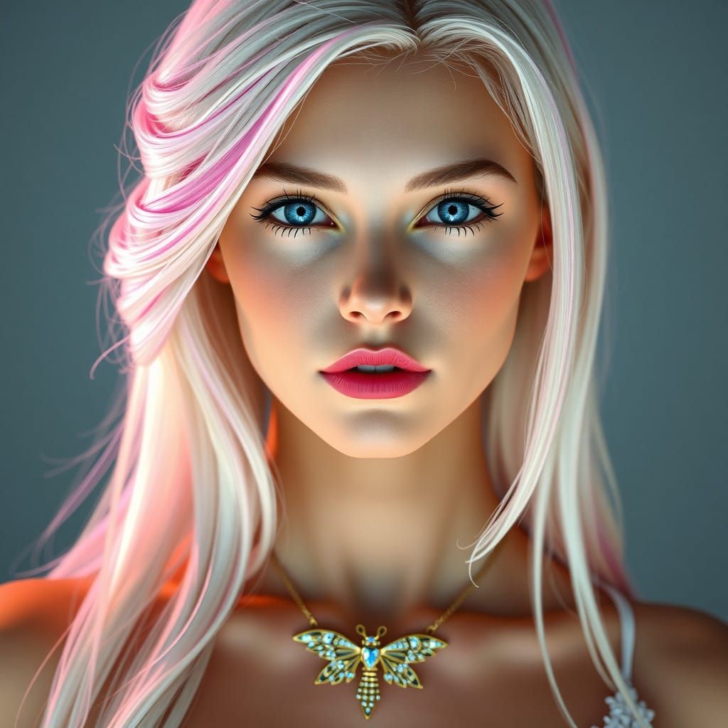 Bleached-Blonde Goddess with Ethereal Glow