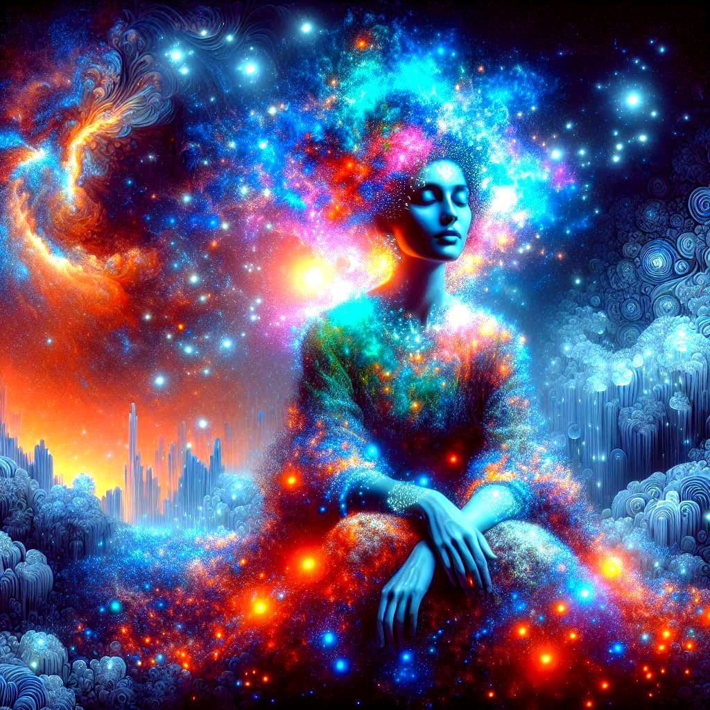 Cosmic Goddess in Celestial Realism Style