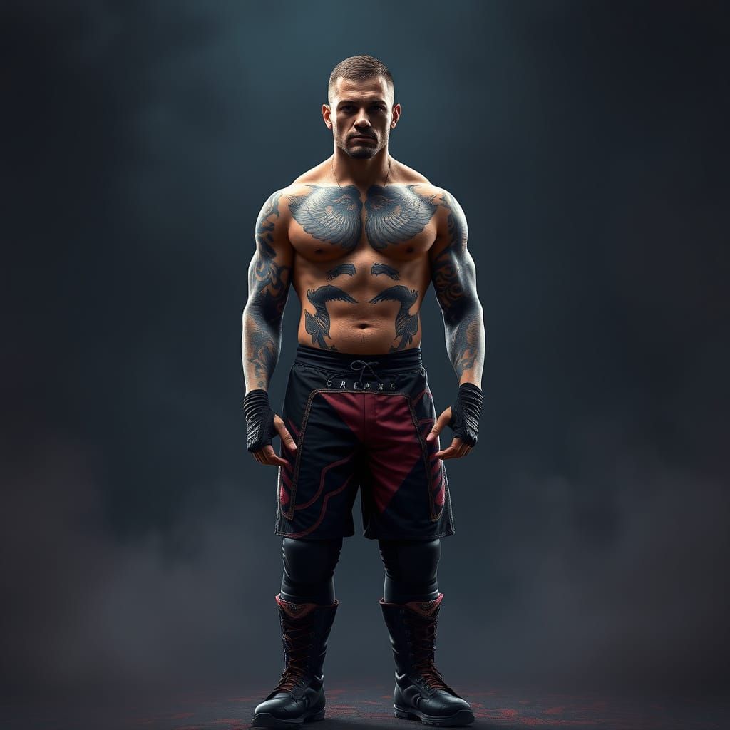 Vibrant Wrestler in High-Contrast Environment