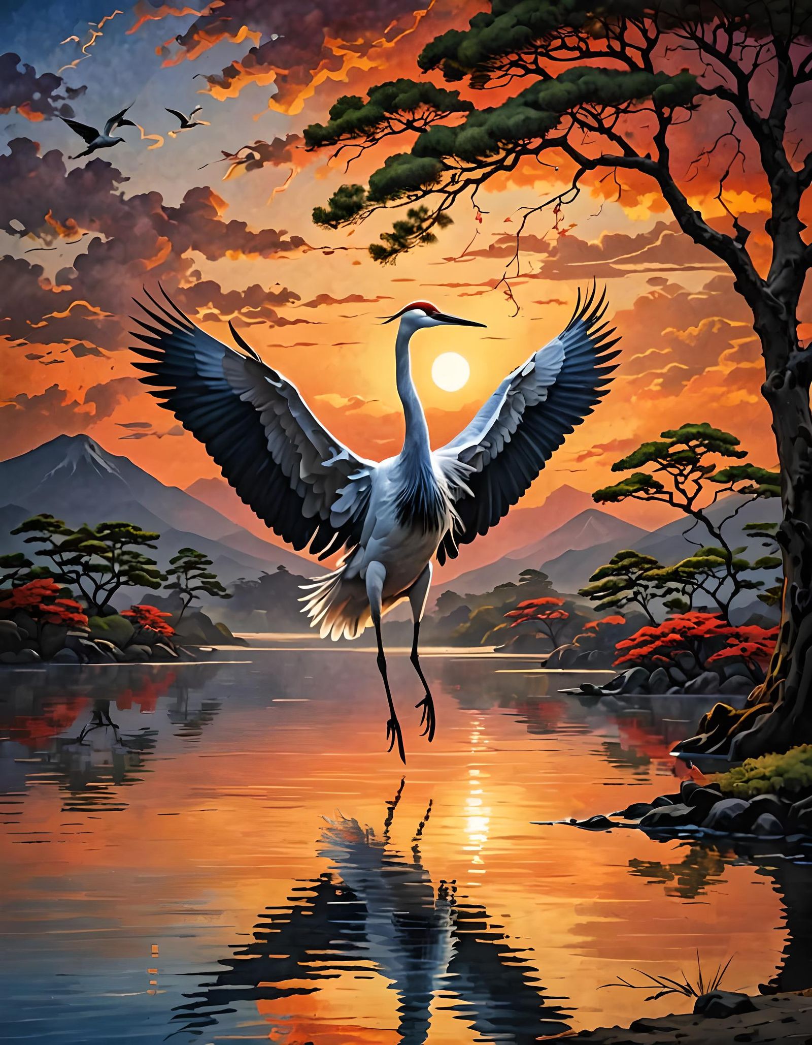 Japanese Crane Alight