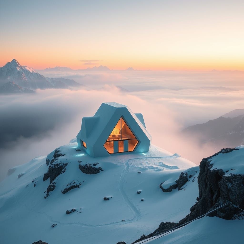 Ethereal Ice House in the Mountains