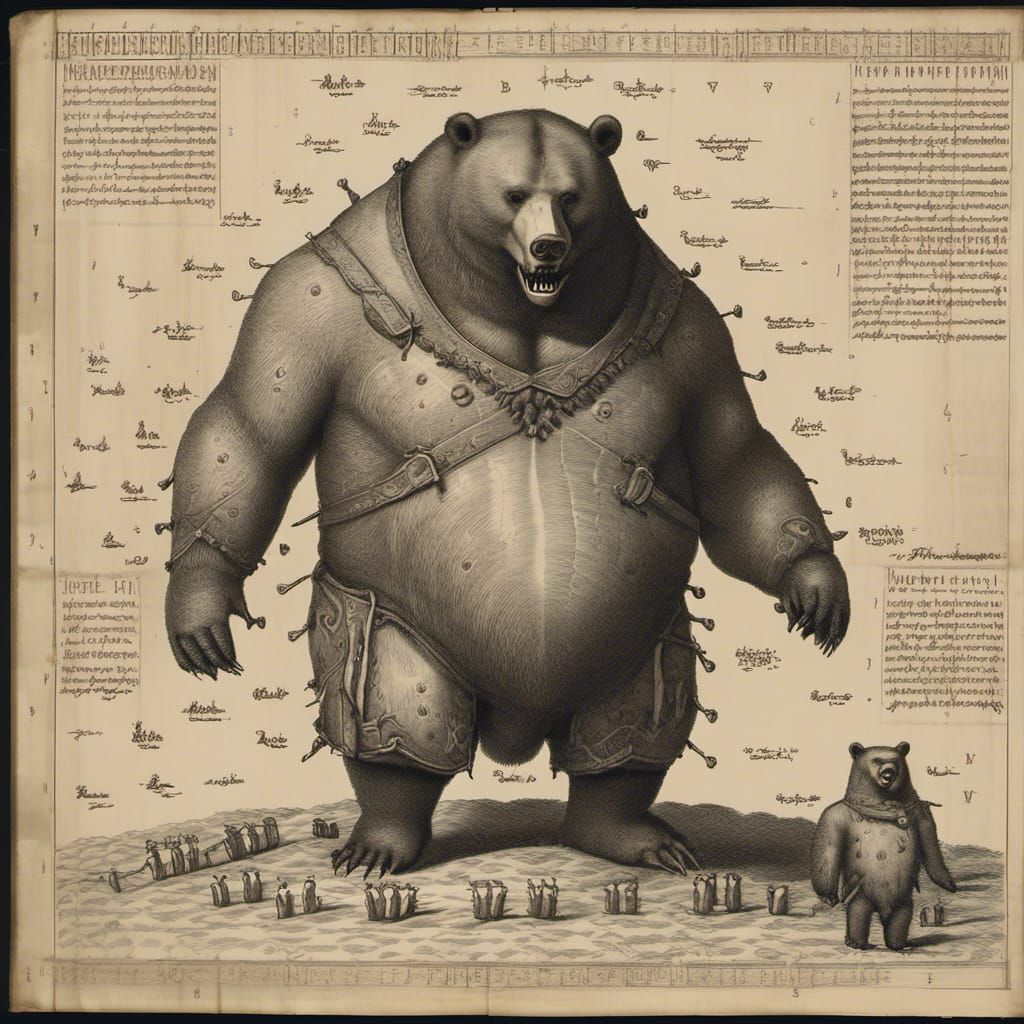 Multi-Headed Black Bear Guardian of the Underworld