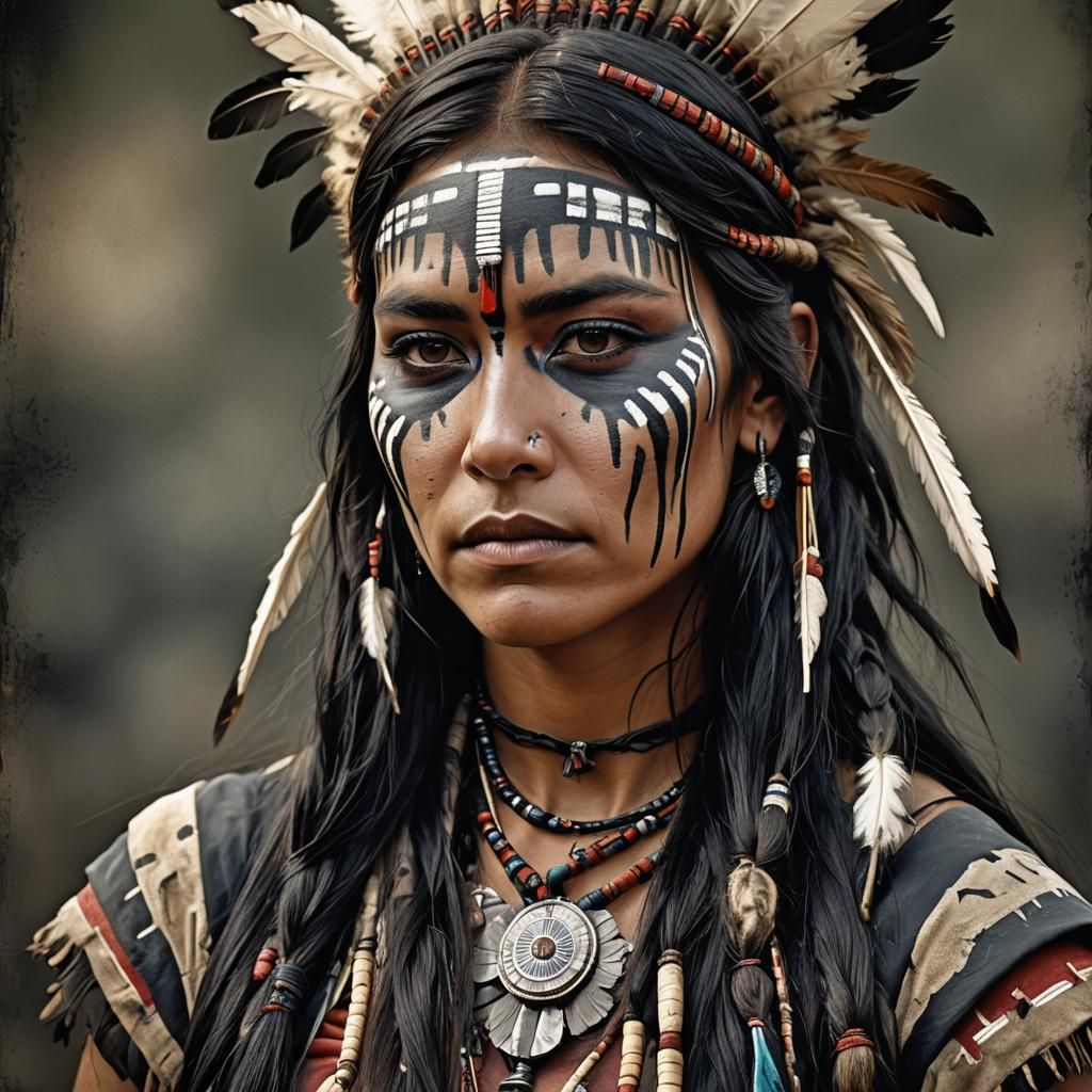 Beautiful American Indian Girl Portrait in HDR