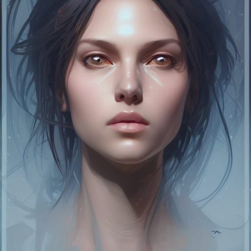 Detailed Portrait with Dynamic Lighting in Art Nouveau Style