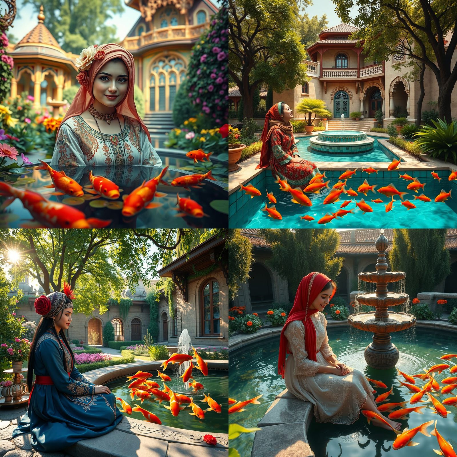 Beautiful Turkish Girl Smiles in Kazakhstan Garden