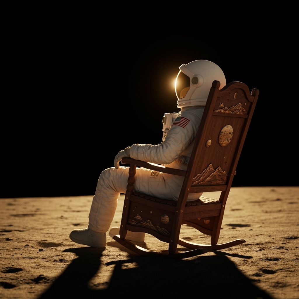 Astronaut Contemplation in Space with Rocking Chair