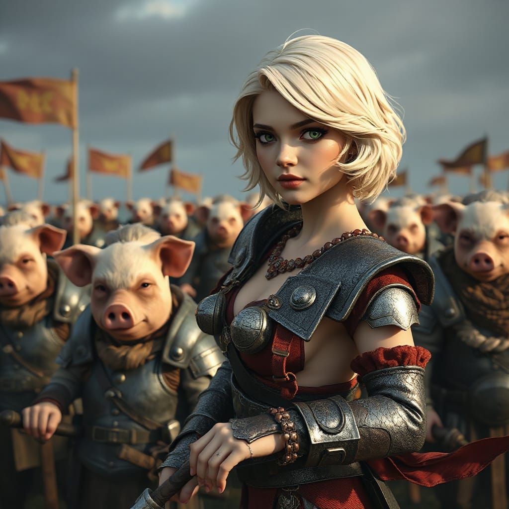 Anime Warrior Commands Piglin Army