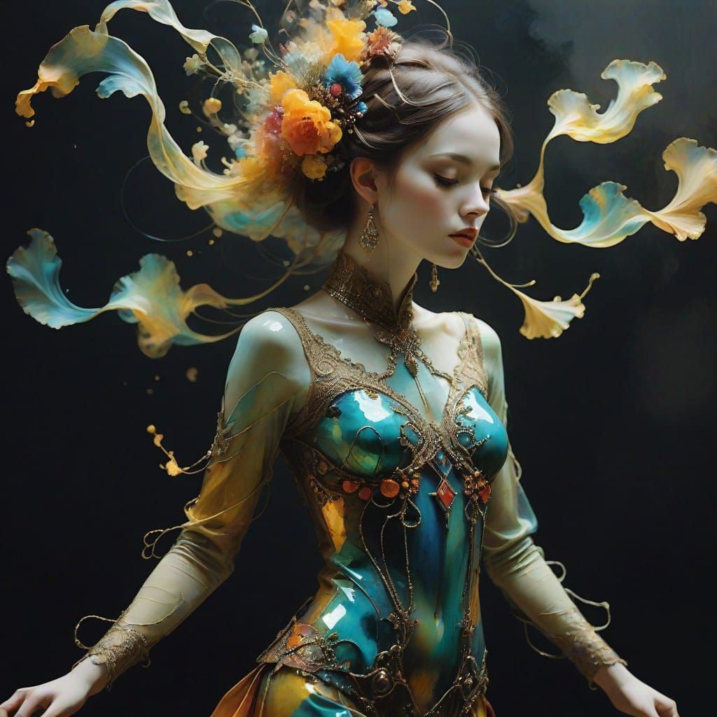 Vibrant Triadic Colors in Whimsical Ink Art